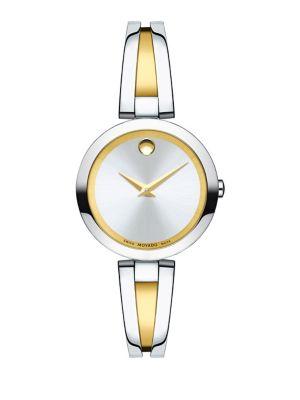 Movado Aleena Stainless Steel Two-tone Bangle Bracelet Watch