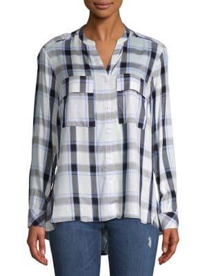 Jones New York Mixed-media Plaid Button-down Shirt