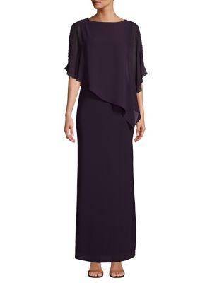 Xscape Overlay Beaded Gown
