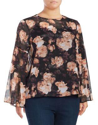 Lord & Taylor Plus Elena Pleat-sleeve Top