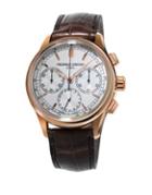 Frederique Constant Flyback Chronograph Manufacture Steel And Leather-strap Watch