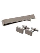 Cathy's Concepts Wedding 2018 Three-piece Personalized Tie Clip And Rectangle Cufflinks Set
