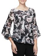 Alex Evenings Printed Tiered Ruffle Blouse