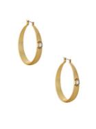 Lucky Brand Goldtone And Crystal Hoop Earrings