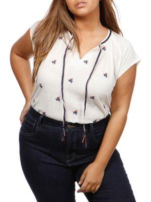 Lucky Brand Plus Americana Self-tie Top