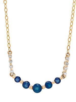 Lord & Taylor Diamond, Blue Sapphire & 14k Yellow Gold Necklace