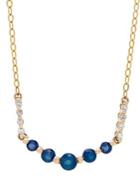 Lord & Taylor Diamond, Blue Sapphire & 14k Yellow Gold Necklace