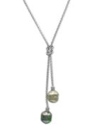 Majorica 14mm Grey And Nuage Baroque Pearl & Sterling Silver Lariat Necklace