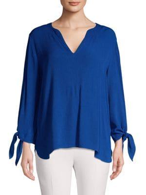 Michael Michael Kors Petite Crinkle V-neck Blouse
