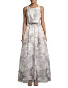 Eliza J Floral-print Fit-and-flared Gown
