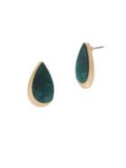 Robert Lee Morris Collection Raising Arizona Green Patina And Crystal Teardrop Stud Earrings