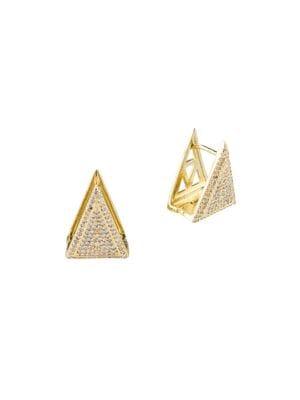 Cz By Kenneth Jay Lane Crystal Double Triangle Earrings