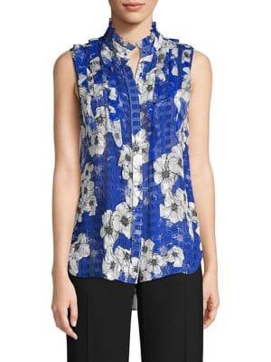 Elie Tahari Trixie Floral Sleeveless Blouse