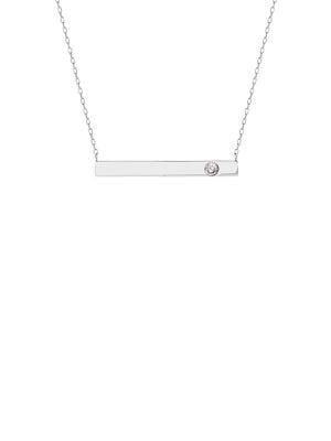 Lord & Taylor Rhodium-plated Sterling Silver & Crystal Bar Pendant Necklace