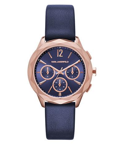 Karl Lagerfeld Paris Optik Rose Goldtone Stainless Steel And Leather Watch