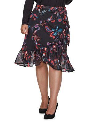 Junarose Plus #418 Tonic Floral Knee-length Skirt
