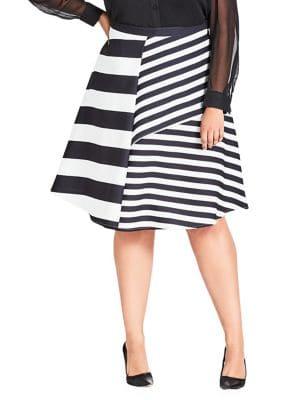 City Chic Plus Power Lines Asymmetrical Skirt