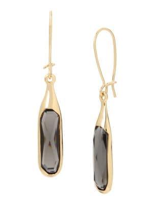 Robert Lee Morris Faceted Stone Long Drop Goldtone Earrings