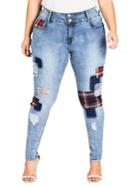 City Chic Plus High-rise Patch Skinny Jeans