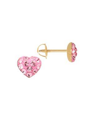 Lord & Taylor Rose Crystal Heart Stud Earrings