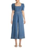 Cmeo Collective Belted Ruffle-sleeve Denim Jumpsuit