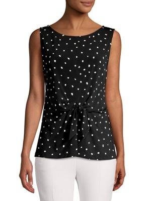 Donna Karan Printed Tie-front Top