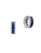 Effy Diamonds, Sapphire And 14k White Gold Hoop Earrings