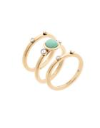 Michael Kors Easy Opulence Blue Moutain Jade & Crystal Studded Stack Rings