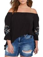 Addition Elle Michel Studio Plus Shirttail Off-shoulder Boho Tunic