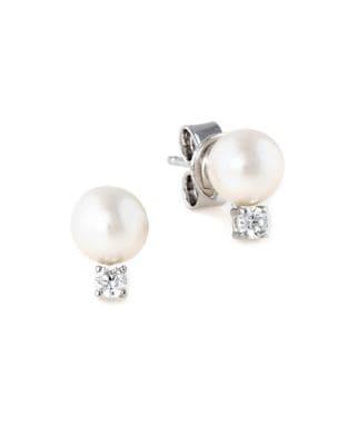 Crislu Classic 6mm Freshwater Pearl Accented Stud Earrings