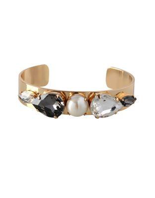 Bcbgeneration Faux Pearl And Crystal Cuff Bangle Bracelet