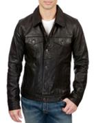 Lucky Brand Point Collar Leather Jacket