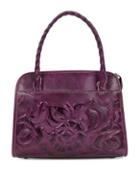 Patricia Nash Floral Embossed Small Leather Satchel