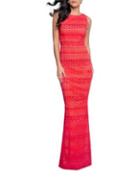 Glamour By Terani Couture Geometric Lace Floor-length Dress