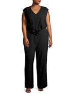 Vince Camuto Plus V-neck Waist-tie Jumpsuit