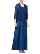 Alex Evenings Two-piece Embroidered Evening Gown And Jacket Set