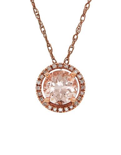 Lord & Taylor 0.72tcw Diamonds, Morganite And 14k Rose Gold Pendant Necklace
