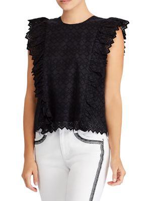 Lauren Ralph Lauren Eyelet Ruffled Top