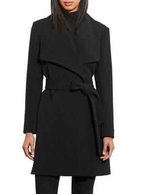 Lauren Ralph Lauren Crepe Tie Waist Trench Coat