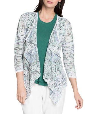 Nic+zoe Petite Multicolor Striped Open Cardigan