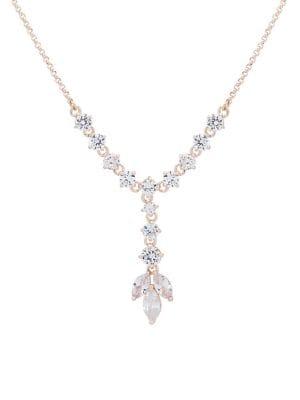 Anne Klein Rose Goldtone And Cubic Zirconia Y-necklace