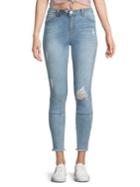 La La Anthony Frayed Hem Skinny Jeans