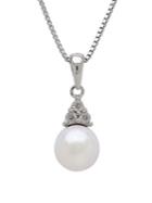 Lord & Taylor Pearl, Diamond & Sterling Silver Pendant Necklace