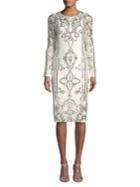 Betsy & Adam Long Sleeve Sequin Sheath Dress