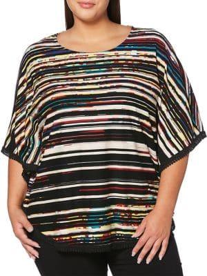 Rafaella Plus Printed Butterfly Sleeve Top