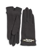 Portolano Faux Pearl-accented Wool-blend Gloves