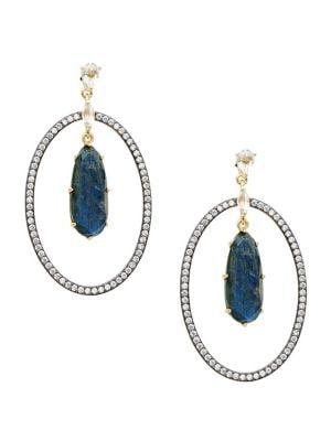 Nadri Sterling Silver, Labradorite Over Malachite Doublet Earrings