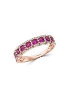 Effy 14k Rose Gold, Diamond & Pink Sapphire Sequence Ring