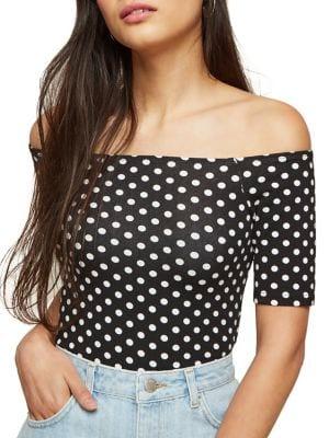 Miss Selfridge Polka-dot Off-the-shoulder Top