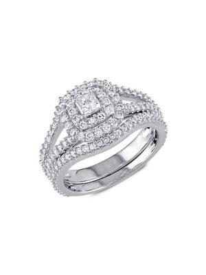 Sonatina 2-piece 14k White Gold & 1.2 Tcw Diamond Double Halo Bridal Ring Set